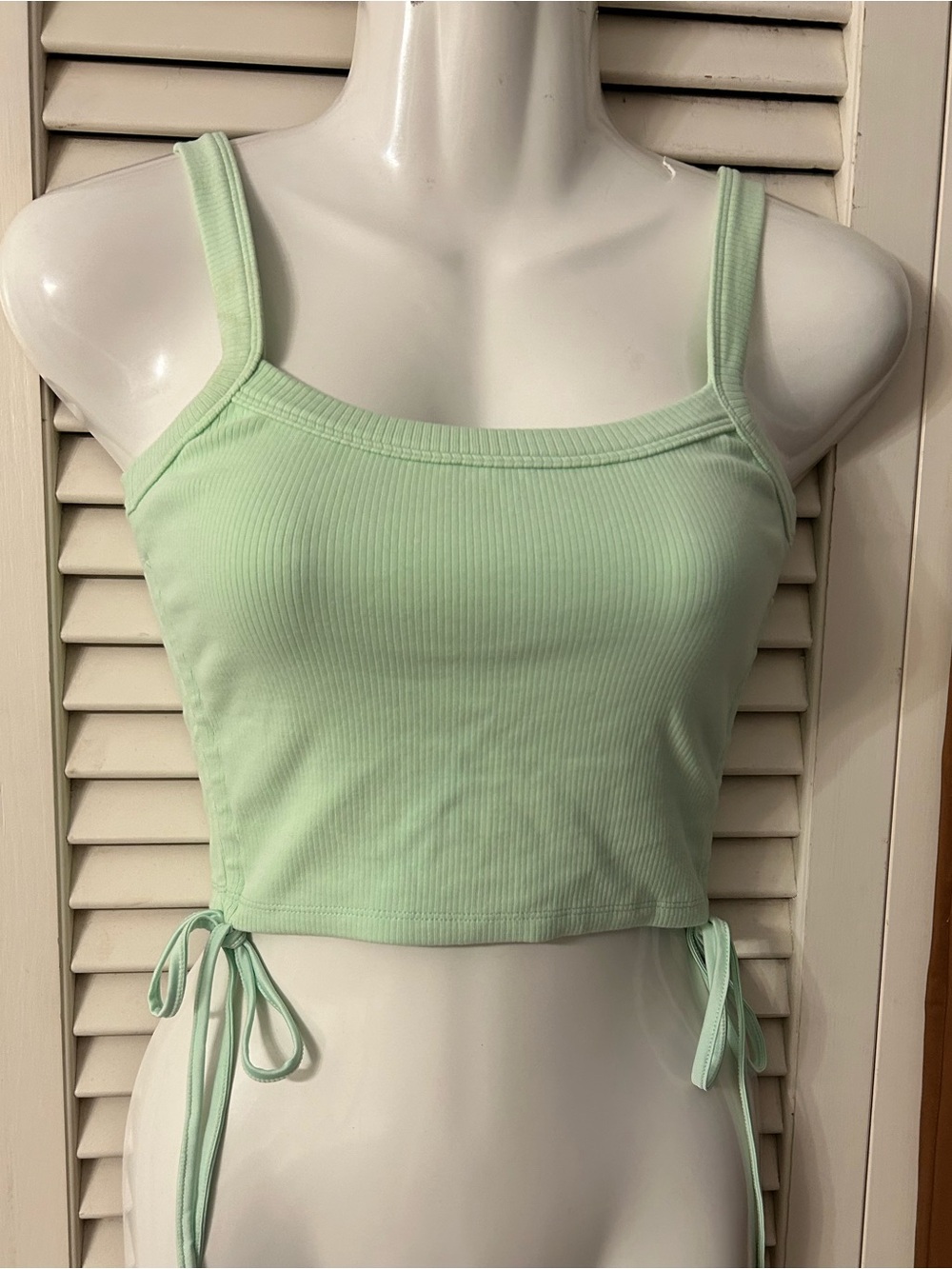 Tiger Mist zavier Mint Green Ribbed Tie-Side Crop Camisole